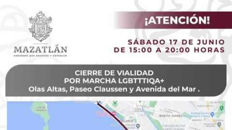 Avenida del Mar, Paseo Claussen y Olas Altas serán cerradas a la circulación la tarde del sábado en Mazatlán