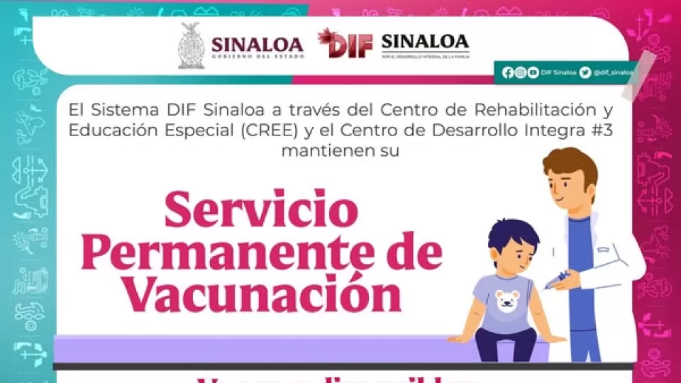 DIF Sinaloa mantiene su servicio permanente de vacunación