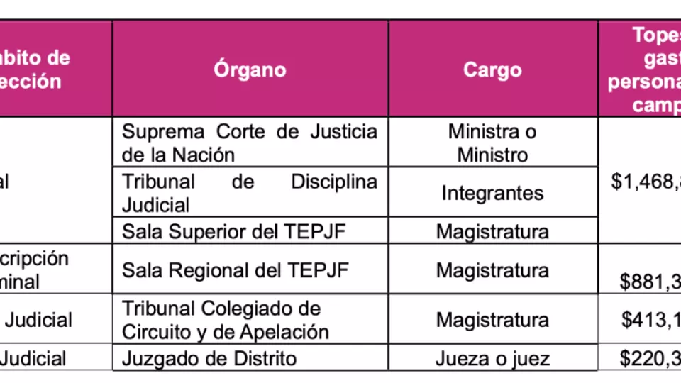 Determinó INE topes de gastos de campaña de las candidaturas del PEEPJF 2024-2025