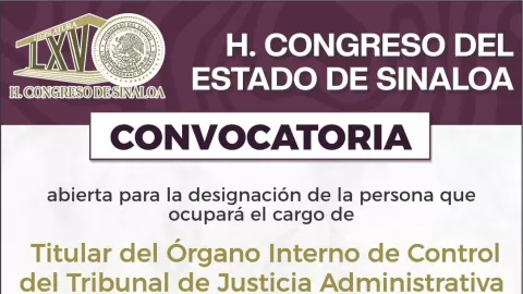 Convocan a asumir el cargo de Titular del Órgano Interno de Control del Tribunal de Justicia Administrativa del Estado