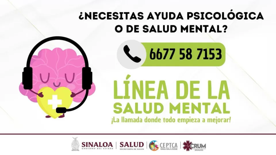 ¿Necesitas ayuda psicológica? Puedes llamar la Línea de la Salud Mental de la Secretaría de la Salud
