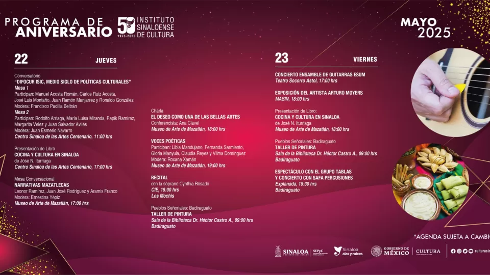 Conoce el programa de actividades por los festejos del 50º aniversario de DIFOCUR-ISIC