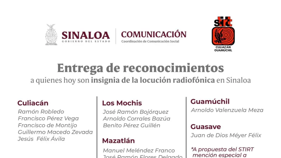 Reconocerán a 12 locutores insignia de la radiodifusión sinaloense el 7 de junio