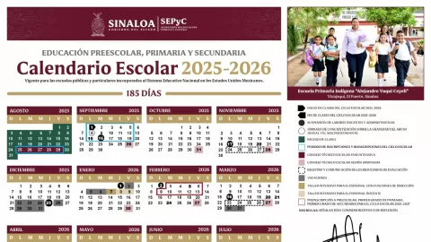 Revisa el Calendario Escolar 2025-2026 para Sinaloa; las clases inician el 1 de septiembre