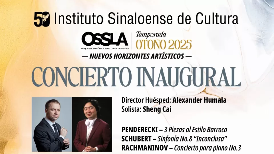 Este jueves 4 de septiembre inicia la Temporada de Otoño de la Orquesta Sinfónica Sinaloa de las Artes
