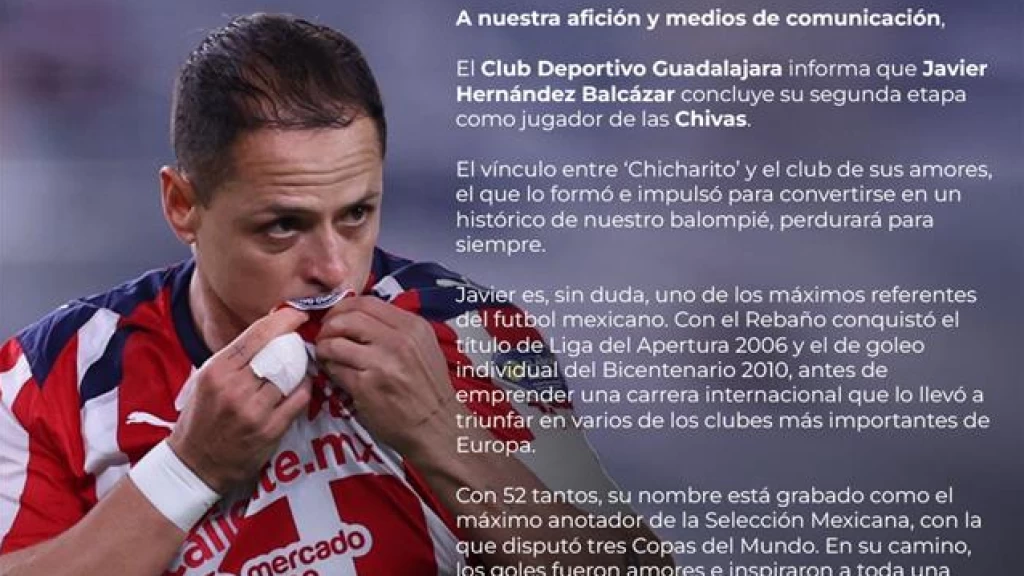 Oficial: Chivas y 'Chicharito' Hernández Separan Caminos; Concluye la Segunda Etapa del Histórico Goleador