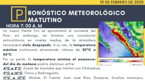 Sinaloa Disfruta de un Lunes Soleado y Cálido: Sin Lluvias y Temperaturas Elevadas este 16 de Febrero