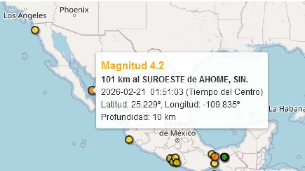 Sismo de 4.2 sacude el norte de Sinaloa: Epicentro en Ahome y sin daños reportados este sábado
