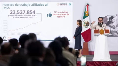 Presidenta destaca registro de 22.5 millones de empleos afiliados al IMSS, la cifra más alta para un mes de febrero