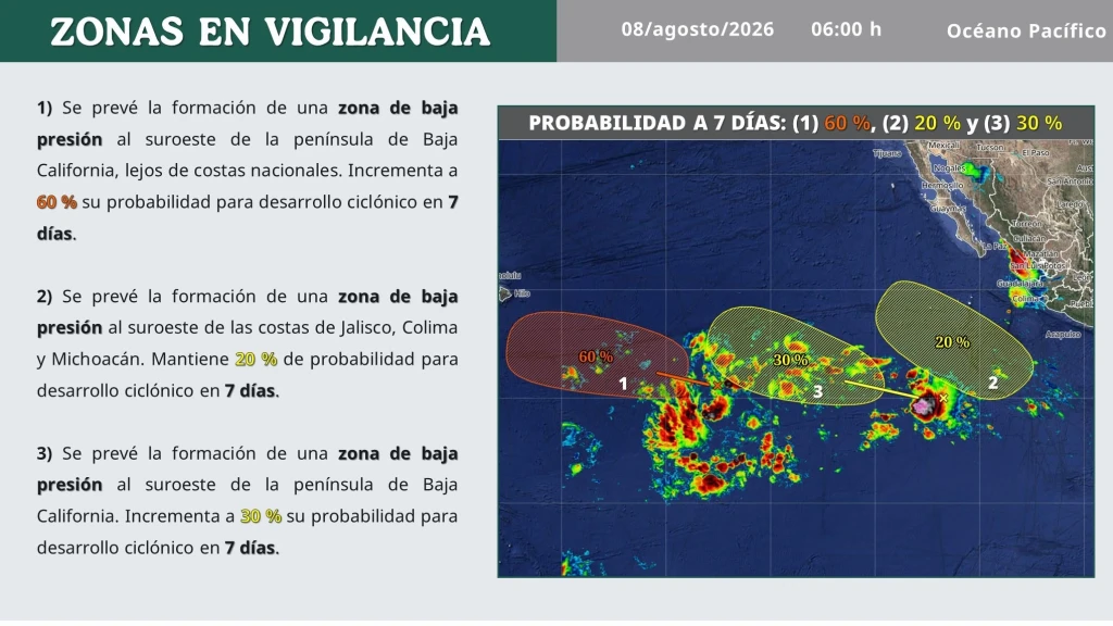 Alerta en el Pacífico: Ciclón 'Hernán' en Formación con un 60% de Probabilidad, Monitorean Posible Afectación a México