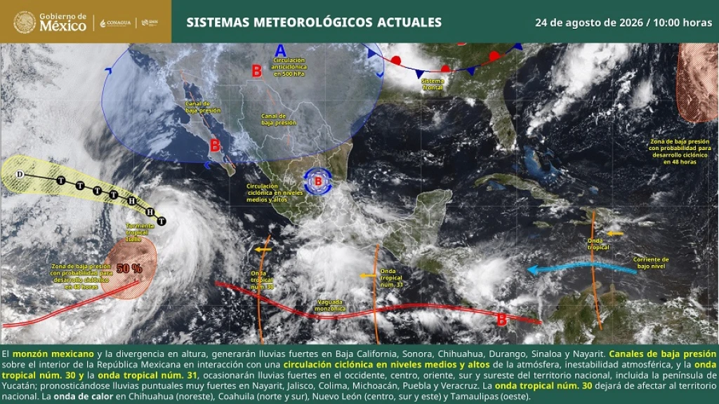 Huracán Iselle: Se intensifica a Categoría 1 en el Pacífico, pero se aleja sin peligro para México