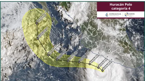 Huracán Polo Mantiene Alerta en el Pacífico: Ciclón Categoría 4 con Vientos Extremos y Oleaje Peligroso