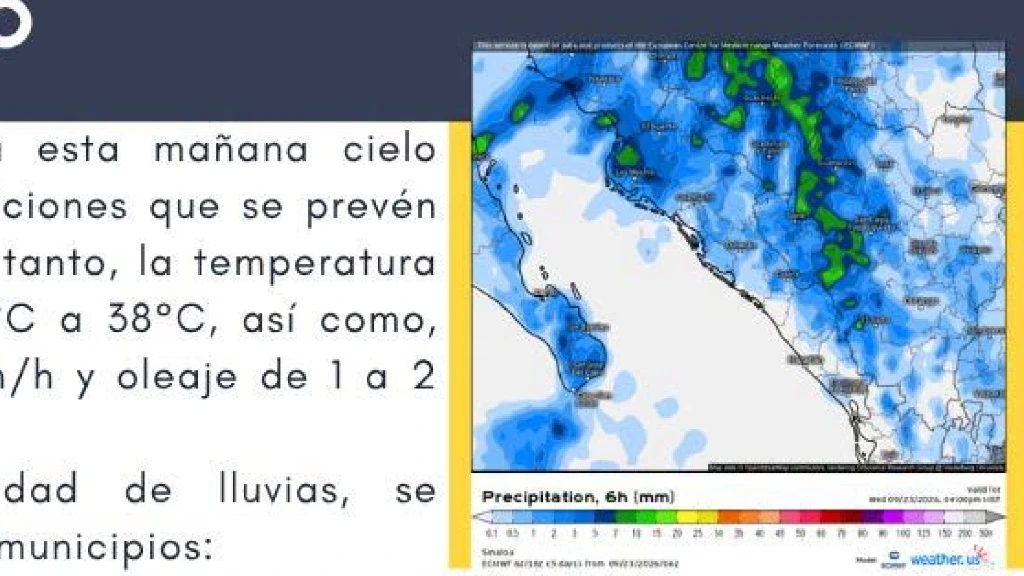 Sinaloa: Lluvias con actividad eléctrica y fuertes vientos se pronostican para este miércoles 23 de septiembre