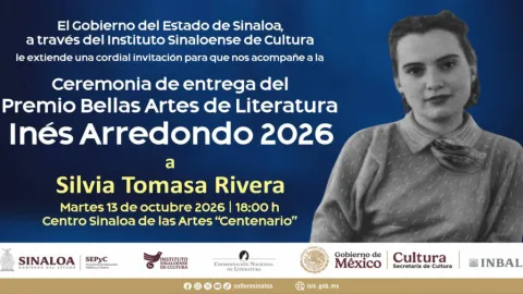 Entregarán Premio Bellas Artes de Literatura Inés Arredondo 2026 como parte del FECUSIN