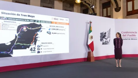 Mexicana de Aviación, AIFA, Tren Maya y Grupo Mundo Maya cumplen sus objetivos y van de acuerdo con su planeación: presidenta