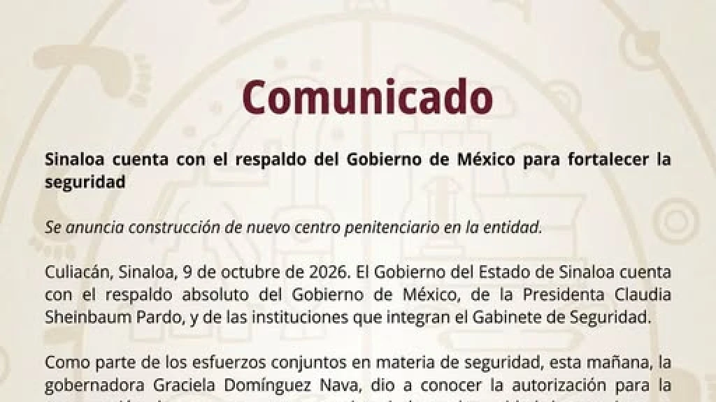 Se anuncia la construcción de nuevo centro penitenciario en Sinaloa