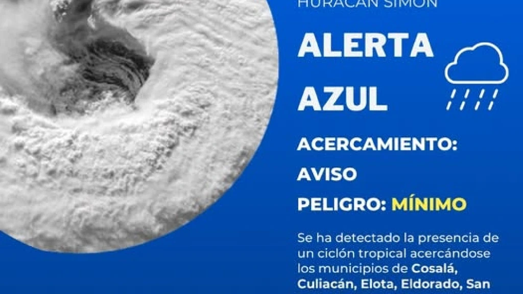 Sinaloa Activa Alerta Azul por Huracán Simón: Seis Municipios Bajo Vigilancia Preventiva