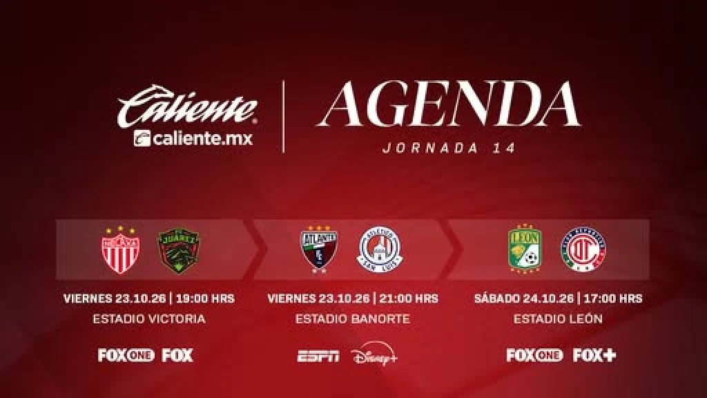 ¡Inicia la Jornada 14 de la Liga MX Apertura 2026! Necaxa vs Juárez y Atlante vs San Luis abren la fecha doble