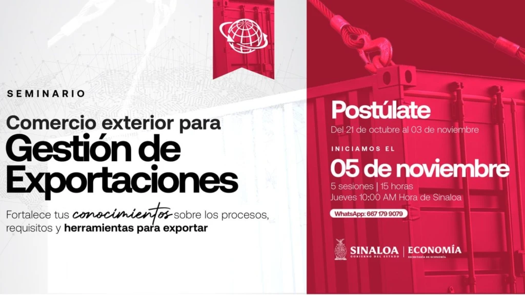 Invita Secretaría de Economía a seminario “Comercio Exterior para Gestión de Exportaciones 2026”